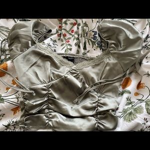Sage green silky corset top